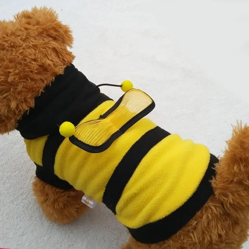 Bee Pet Puppy Coat Apparel Outfit Fleece Clothes Dog Cat Hoodie Fancy Costume Halloween Cosplay Sweater Dog Hoodies - Asmota