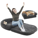 Orthopedic Foldable Plush Dog Bed for Large Dogs in Faux Fur