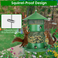 Green Metal Squirrel-Proof Wild Bird Feeder with 360° Perches