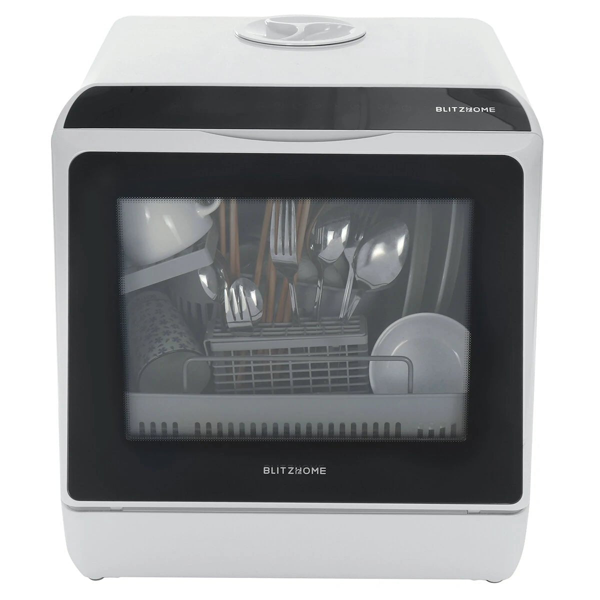 BlitzHome®BH - CDW1 Smart Portable Countertop Dishwasher US Plug with APP Control, 4 - 6 Sets Big Capacity, Dual Water Inlet Modes, 360°Spraying, 75°High Temperature, Five Cleaning Modes, Drying Function - Asmota