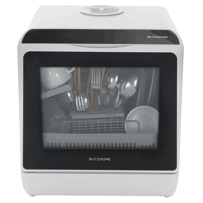 BlitzHome®BH - CDW1 Smart Portable Countertop Dishwasher US Plug with APP Control, 4 - 6 Sets Big Capacity, Dual Water Inlet Modes, 360°Spraying, 75°High Temperature, Five Cleaning Modes, Drying Function - Asmota