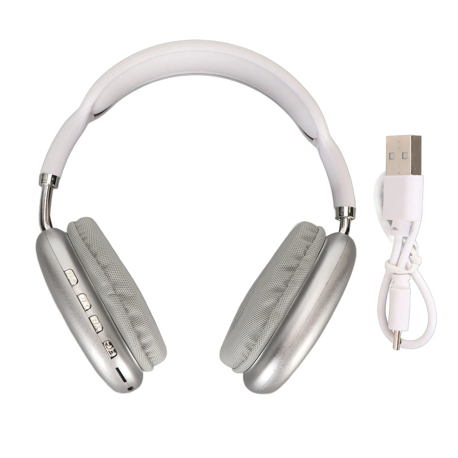 Bluetooth Headphone HiFi Bass Built in Mic Support Memory Card Wireless Headset for Running Travel White Over Ear Headphone - Asmota