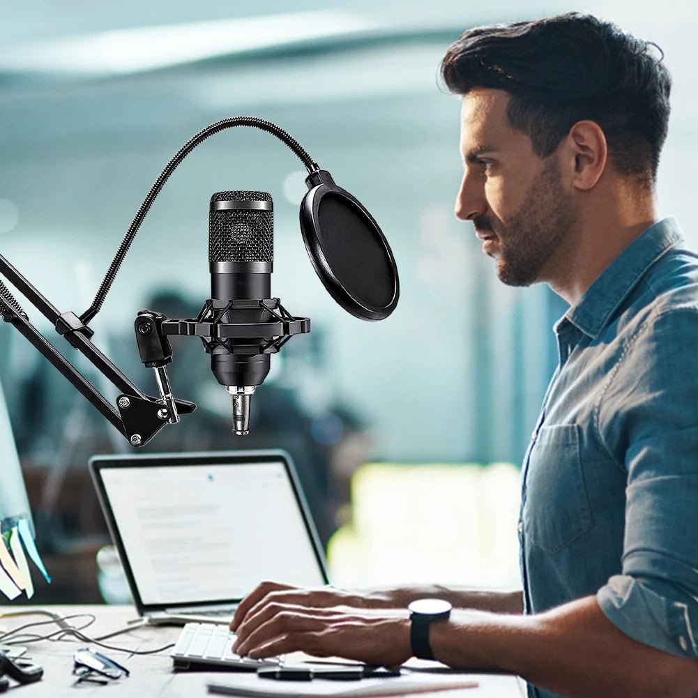 BM800 V8s Podcast Sound Card Set Professional Audio Condenser Mic Studio Microphone for Karaoke Podcast Recording Live Streaming - Asmota