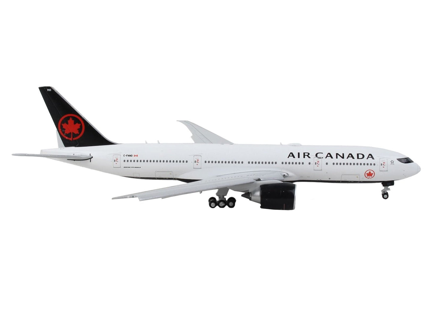 Boeing 777 - 200LR Commercial Aircraft with Flaps Down "Air Canada" White with Black Tail 1/400 Diecast Model Airplane by GeminiJets - Asmota