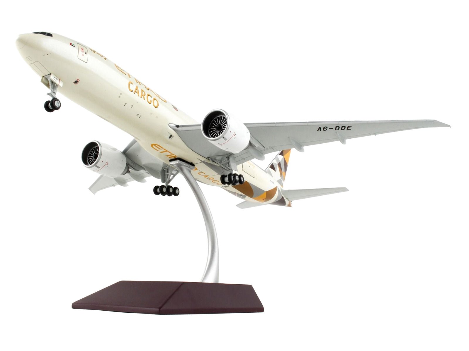 Boeing 777F Commercial Aircraft "Etihad Airways Cargo" Beige with Tail Graphics "Gemini 200 - Interactive" Series 1/200 Diecast Model Airplane by GeminiJets - Asmota