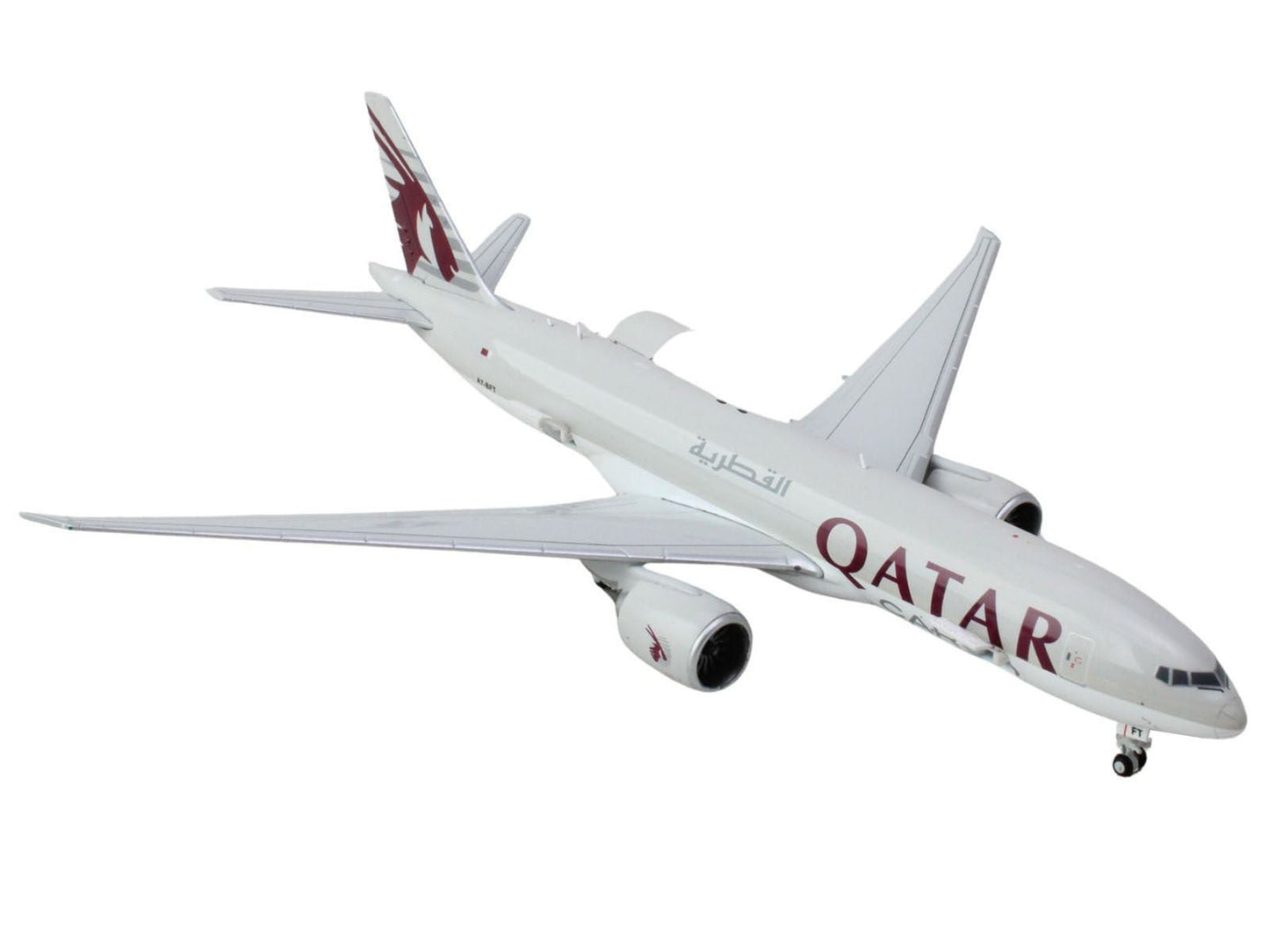 Boeing 777F Commercial Aircraft "Qatar Airways" (A7 - BFT) Gray with Tail Graphics "Interactive Series" 1/400 Diecast Model Airplane by GeminiJets - Asmota
