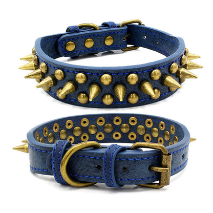 Bronze pointed rivet pet collar - Asmota