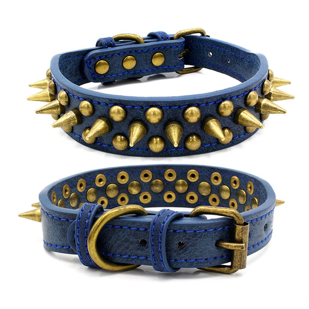 Bronze pointed rivet pet collar - Asmota