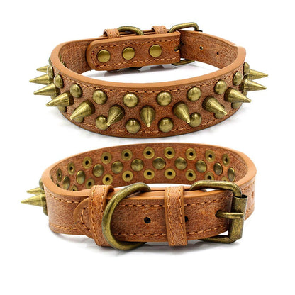 Bronze pointed rivet pet collar - Asmota