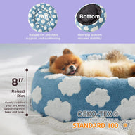 Lesure Round Jacquard Shaggy Plush Cat Bed with Anti Slip Bottom