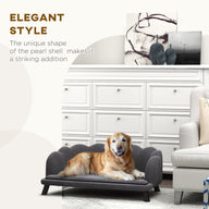 Grey Dog Sofa Bed with Cushion and Birch Wood Legs