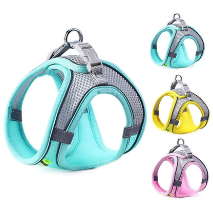 Cat Dog Harness Vest Chest Rope Set Reflective Breathable Adjustable Pet Harness for Small Medium Dogs Outdoor Walking - Asmota