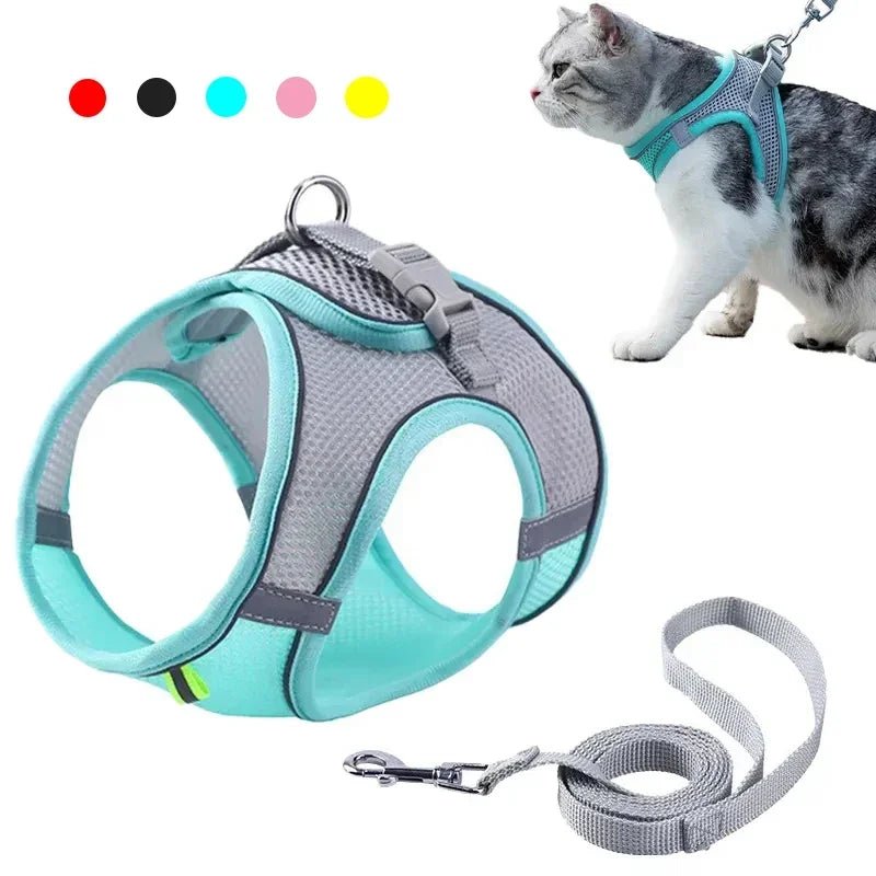 Cat Harness Leash Set Adjustable Dog Cat Collar for French Bulldog Harness Vest Puppy Chihuahua Pet Outdoor Walking Lead Leash - Asmota