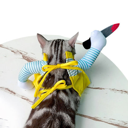 Cat Pet Costume Clothing Creative Yellow Knife Assassin Cat Clothing - Asmota