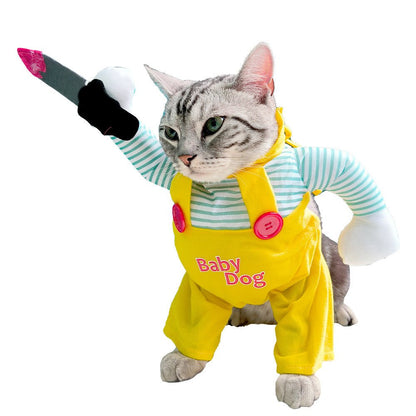 Cat Pet Costume Clothing Creative Yellow Knife Assassin Cat Clothing - Asmota