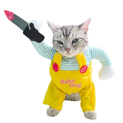 Cat Pet Costume Clothing Creative Yellow Knife Assassin Cat Clothing - Asmota
