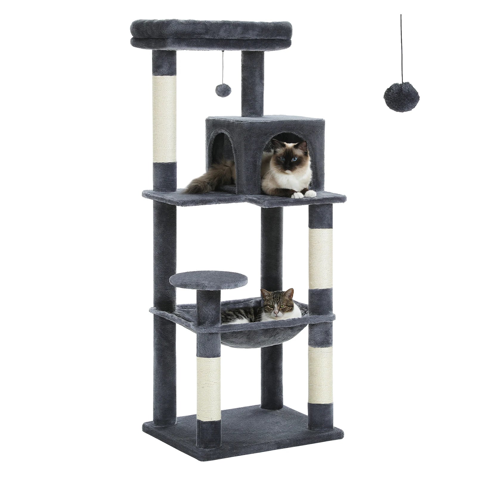 Cat Tree for Indoor Cats 5 - Level Cat Tower for Large Cats with Large Hammock Sisal Covered Scratching Posts Cozy Condo Top Perch - Asmota