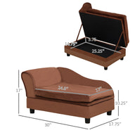 Brown Fabric Dog Sofa Bed Couch with Storage 740x485x165 mm