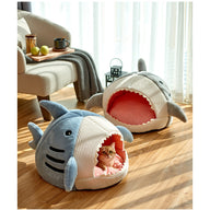 Shark Semi-Closed Fabric Dog Yurt Bed All Seasons