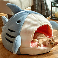 Shark Semi-Closed Fabric Dog Yurt Bed All Seasons