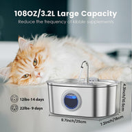 Stainless Steel Automatic Dog Water Feeder Dispenser 3.2L Capacity