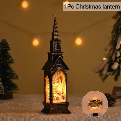 Christmas LED Night Light Santa Claus Snowman Lantern Lamp Table Ornament Christmas Decoration for Home Xmas Navidad Gifts - Asmota