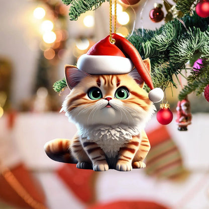 Christmas Modern Home Decoration 2d Acrylic Cartoon Cat Christmas Tree Pendant Christmas Cartoon Cute Christmas Cosas De Navidad - Asmota