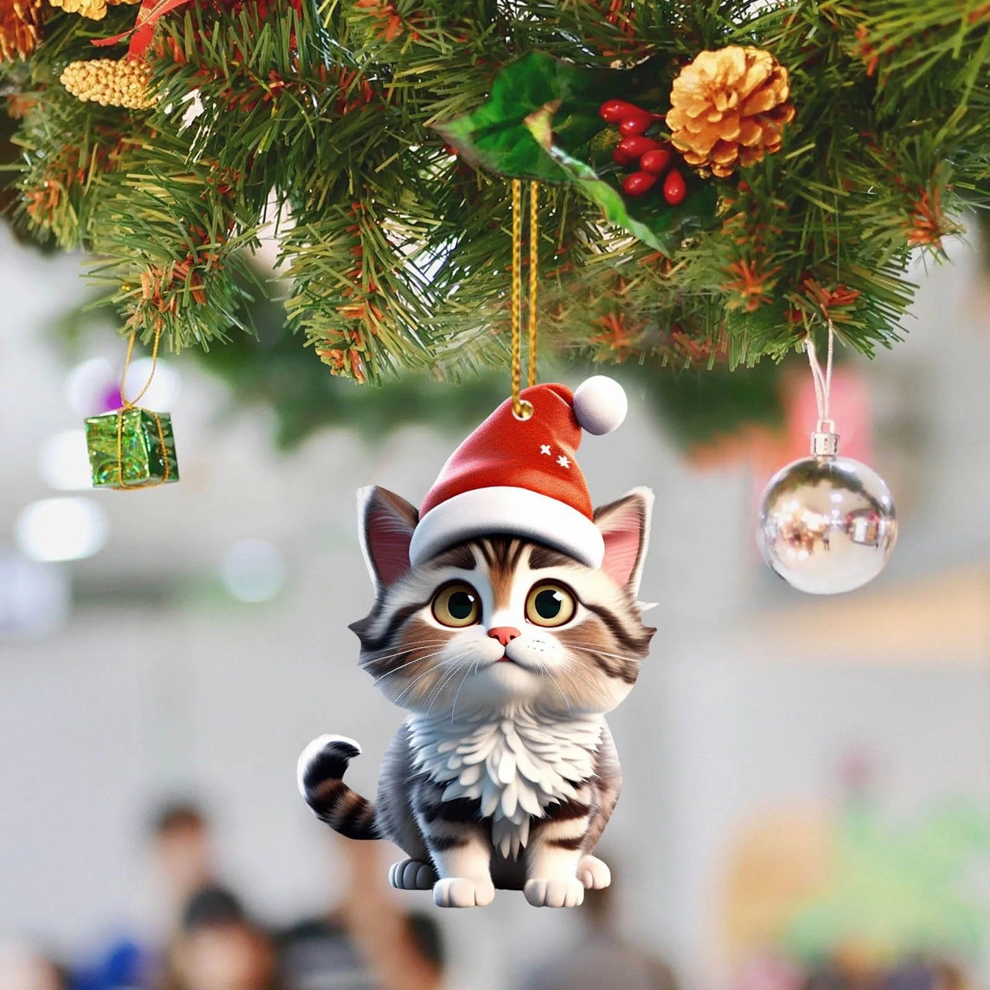 Christmas Modern Home Decoration 2d Acrylic Cartoon Cat Christmas Tree Pendant Christmas Cartoon Cute Christmas Cosas De Navidad - Asmota