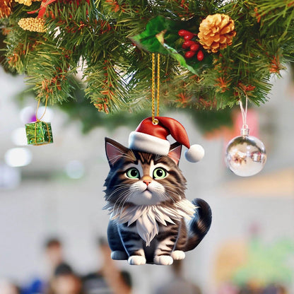 Christmas Modern Home Decoration 2d Acrylic Cartoon Cat Christmas Tree Pendant Christmas Cartoon Cute Christmas Cosas De Navidad - Asmota