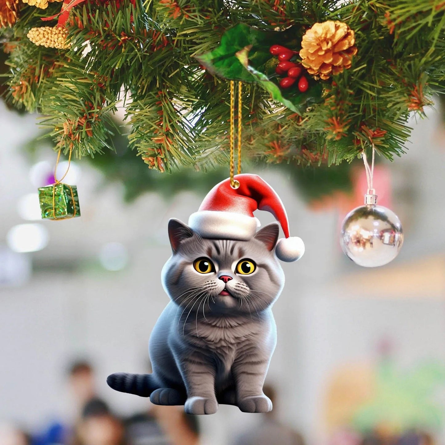 Christmas Modern Home Decoration 2d Acrylic Cartoon Cat Christmas Tree Pendant Christmas Cartoon Cute Christmas Cosas De Navidad - Asmota