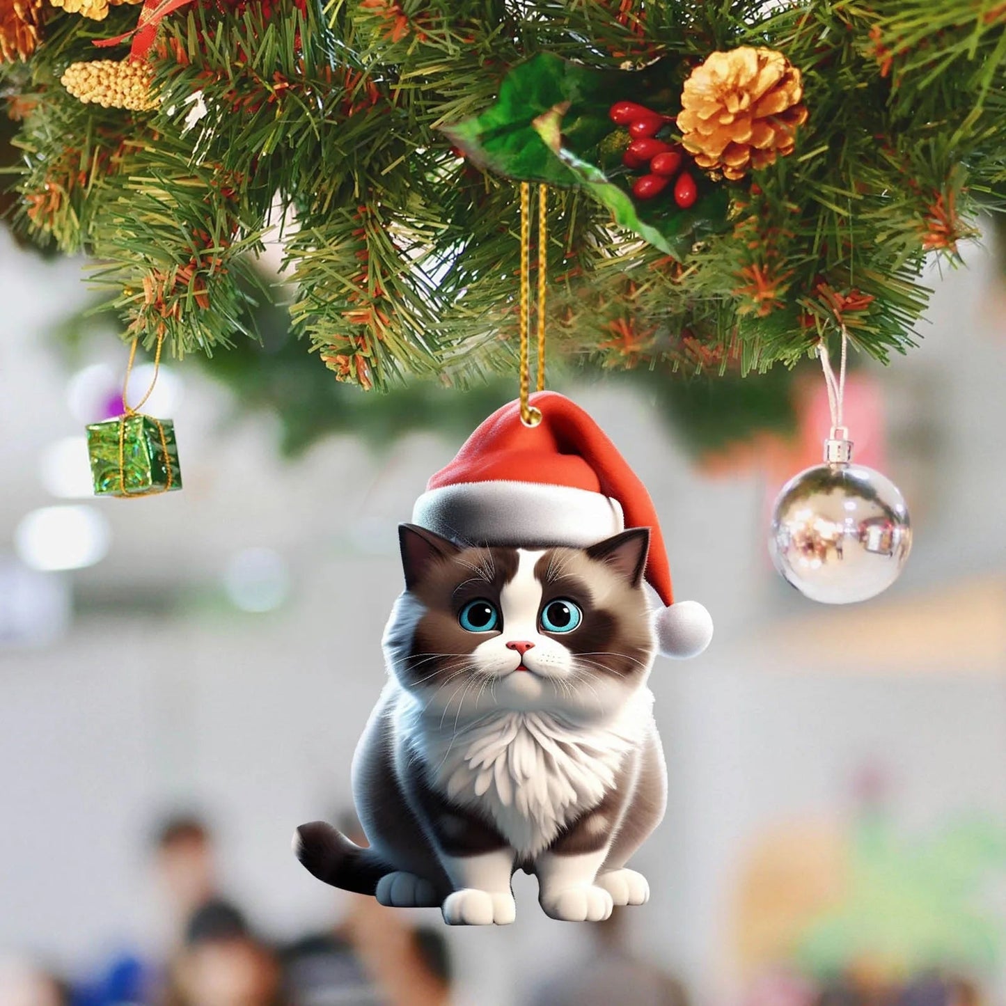 Christmas Modern Home Decoration 2d Acrylic Cartoon Cat Christmas Tree Pendant Christmas Cartoon Cute Christmas Cosas De Navidad - Asmota