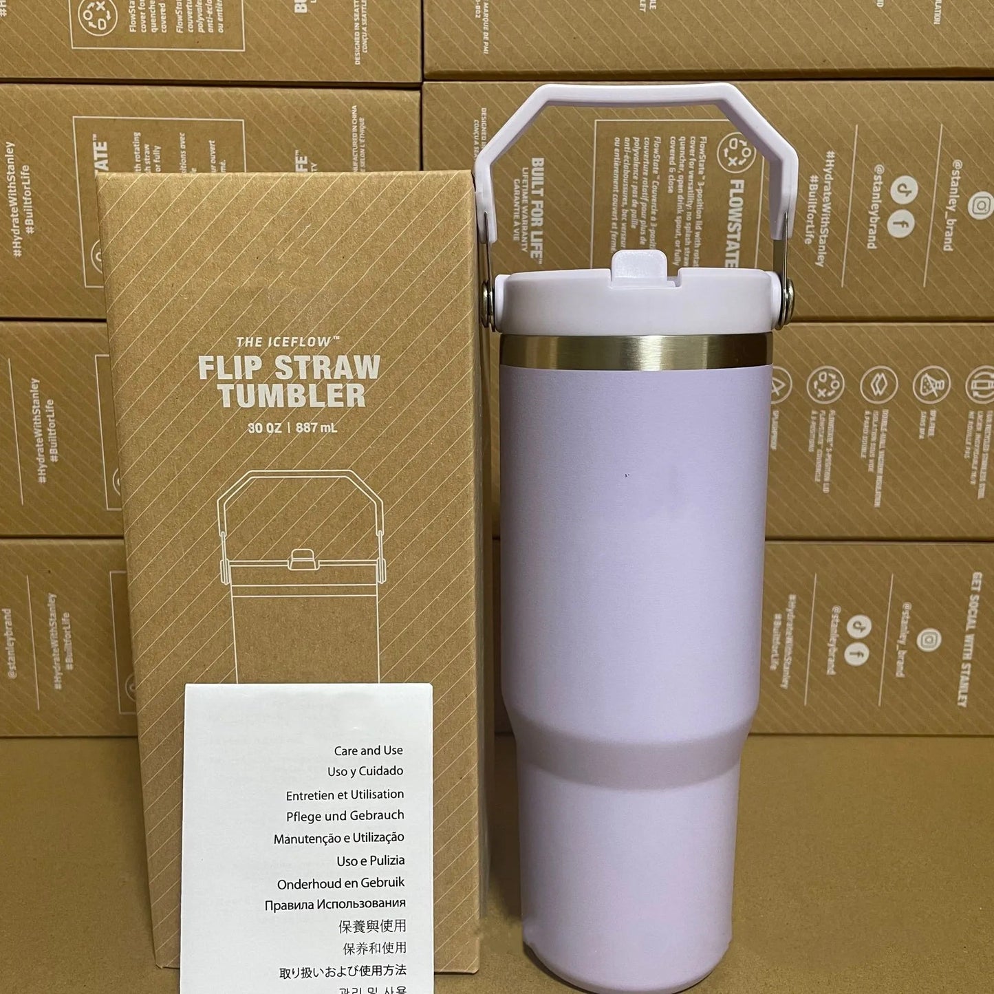 Cobranded Water Bottles 20oz 30oz Cups Heat Preservation Stainless Steel Tumblers With Handle Outdoor Large Capacity Car Mugs Leakproof Flip Cups FY5651 0813 - Asmota