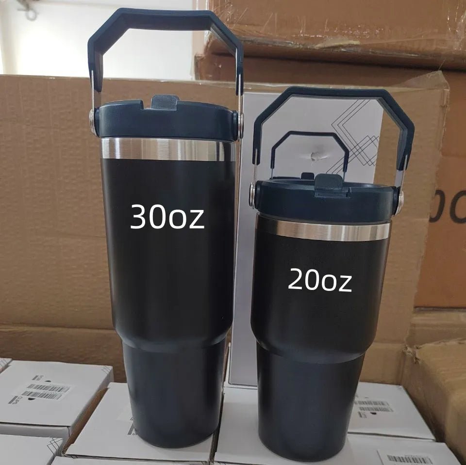 Cobranded Water Bottles 20oz 30oz Cups Heat Preservation Stainless Steel Tumblers With Handle Outdoor Large Capacity Car Mugs Leakproof Flip Cups FY5651 0813 - Asmota