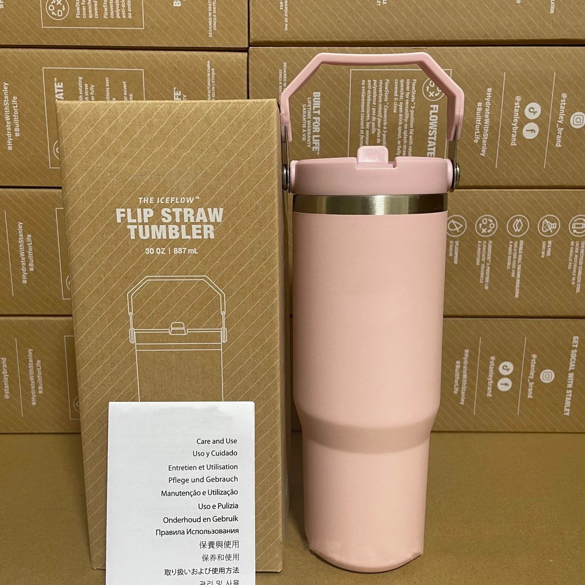 Cobranded Water Bottles 20oz 30oz Cups Heat Preservation Stainless Steel Tumblers With Handle Outdoor Large Capacity Car Mugs Leakproof Flip Cups FY5651 0813 - Asmota