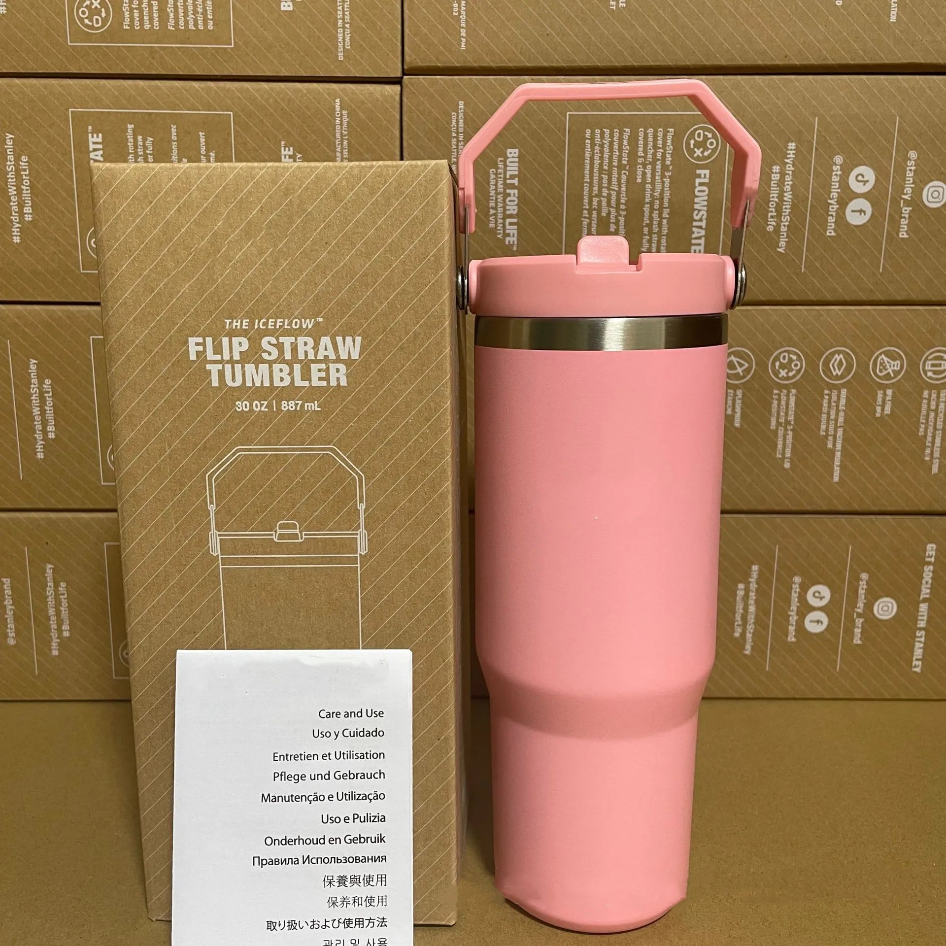 Cobranded Water Bottles 20oz 30oz Cups Heat Preservation Stainless Steel Tumblers With Handle Outdoor Large Capacity Car Mugs Leakproof Flip Cups FY5651 0813 - Asmota