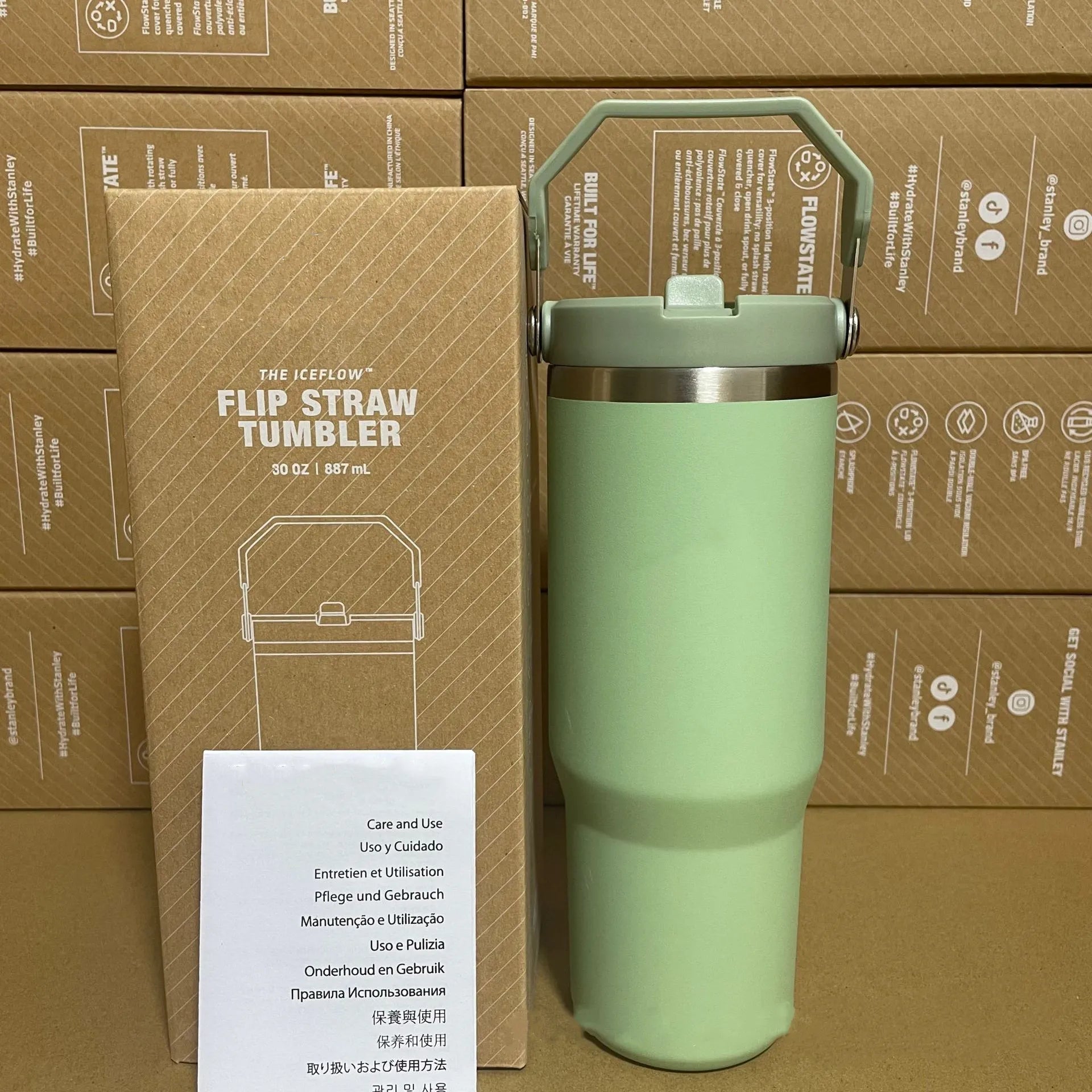 Cobranded Water Bottles 20oz 30oz Cups Heat Preservation Stainless Steel Tumblers With Handle Outdoor Large Capacity Car Mugs Leakproof Flip Cups FY5651 0813 - Asmota