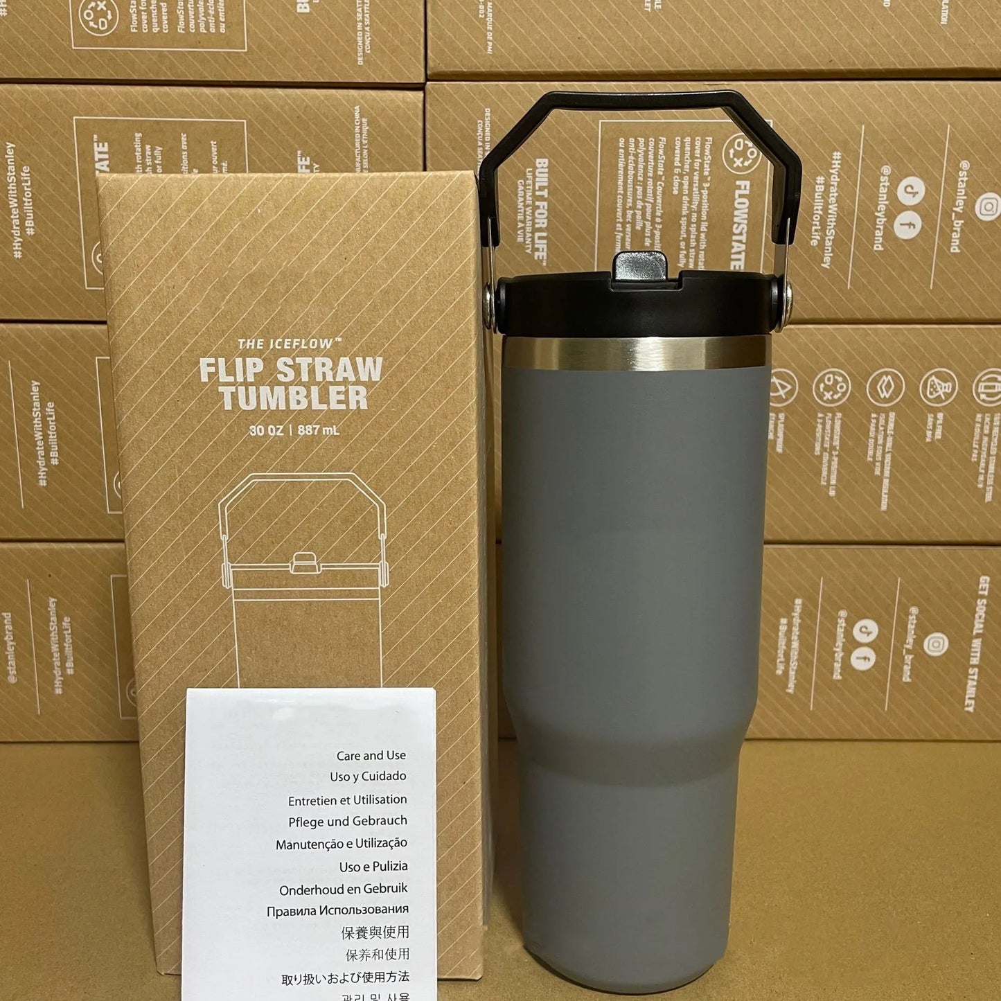 Cobranded Water Bottles 20oz 30oz Cups Heat Preservation Stainless Steel Tumblers With Handle Outdoor Large Capacity Car Mugs Leakproof Flip Cups FY5651 0813 - Asmota