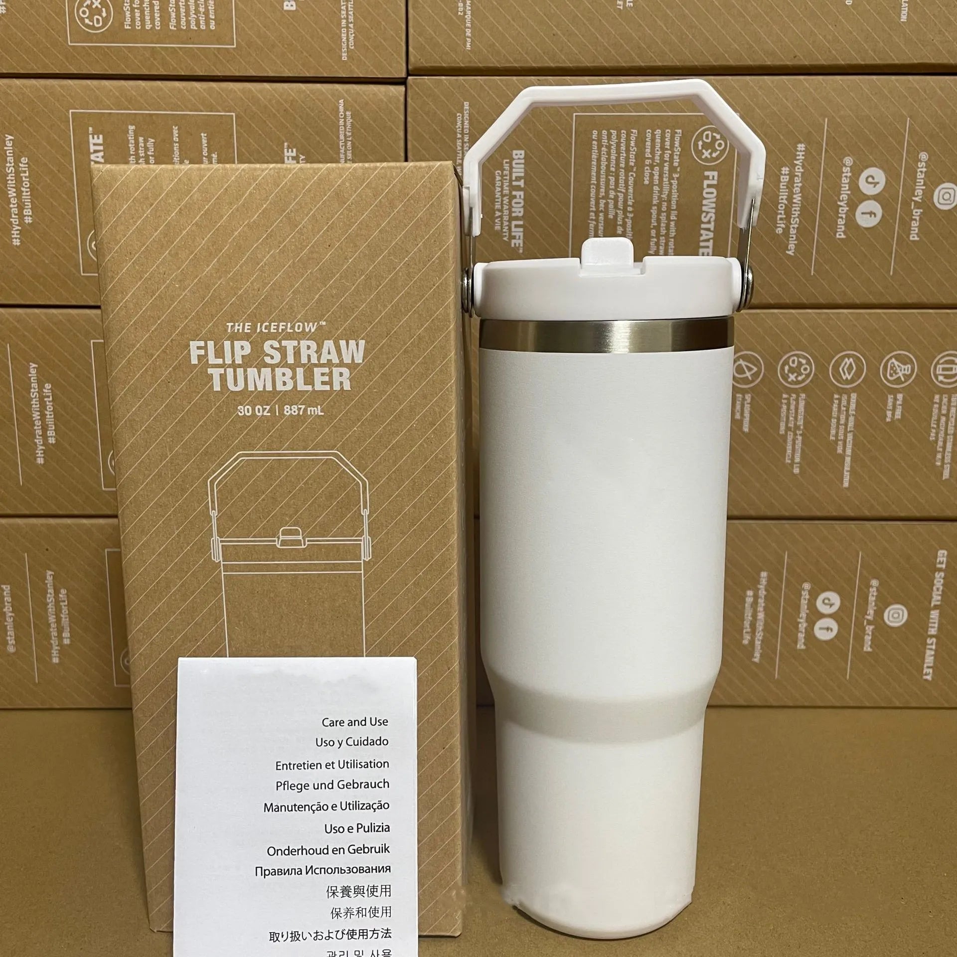 Cobranded Water Bottles 20oz 30oz Cups Heat Preservation Stainless Steel Tumblers With Handle Outdoor Large Capacity Car Mugs Leakproof Flip Cups FY5651 0813 - Asmota