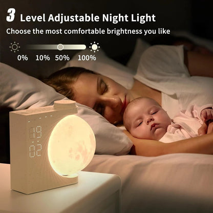 Colorful Atmosphere Moon Light Sunrise Alarm Clock Wake - Up Light Breathing Light Three - Speed Dimming Clock Dual Alarm Clock Timing Sound Machine for Heavy Sleepers Nightlight Sleep Aid Snooze 10 Nature Sounds 8 Colors Ideal for Gift - Asmota