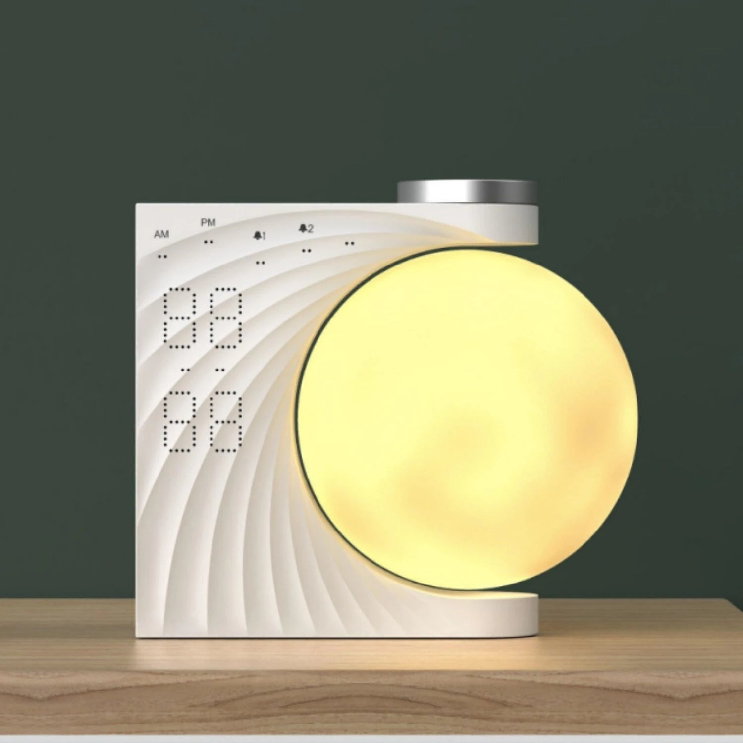 Colorful Atmosphere Moon Light Sunrise Alarm Clock Wake - Up Light Breathing Light Three - Speed Dimming Clock Dual Alarm Clock Timing Sound Machine for Heavy Sleepers Nightlight Sleep Aid Snooze 10 Nature Sounds 8 Colors Ideal for Gift - Asmota