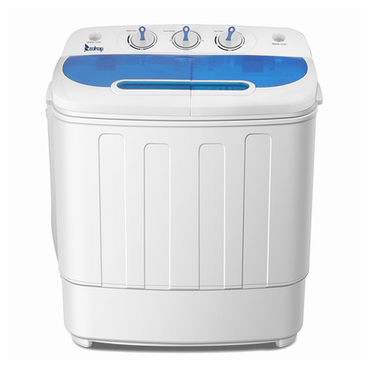 Compact Twin Tub with Built - in Drain Pump XPB46 - RS4 13Lbs Semi - automatic Twin Tube Washing Machine US Standard White & Blue - Asmota