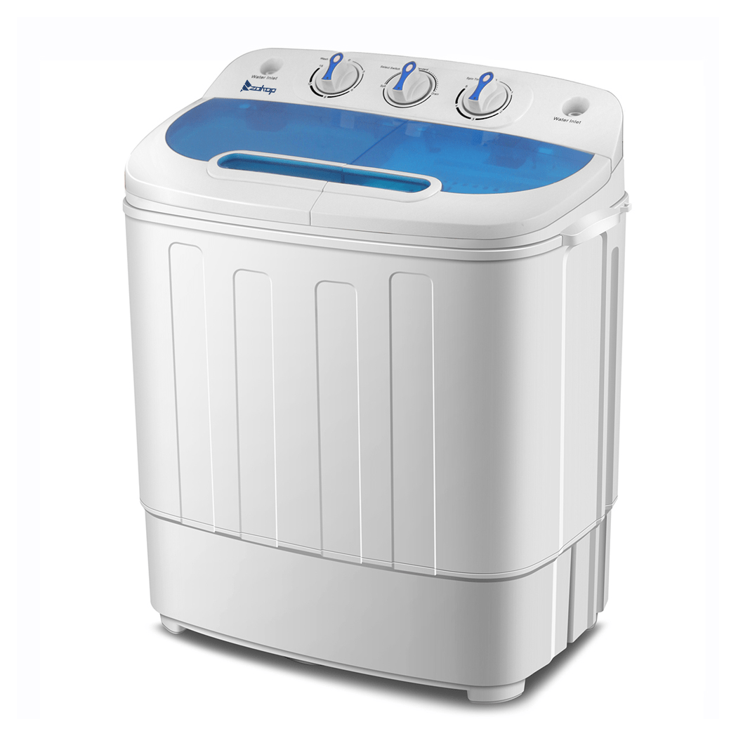 Compact Twin Tub with Built - in Drain Pump XPB46 - RS4 13Lbs Semi - automatic Twin Tube Washing Machine US Standard White & Blue - Asmota