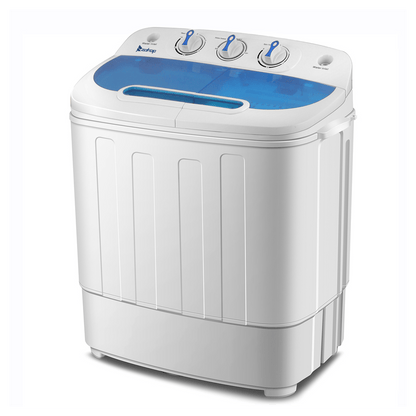 Compact Twin Tub with Built - in Drain Pump XPB46 - RS4 13Lbs Semi - automatic Twin Tube Washing Machine US Standard White & Blue - Asmota