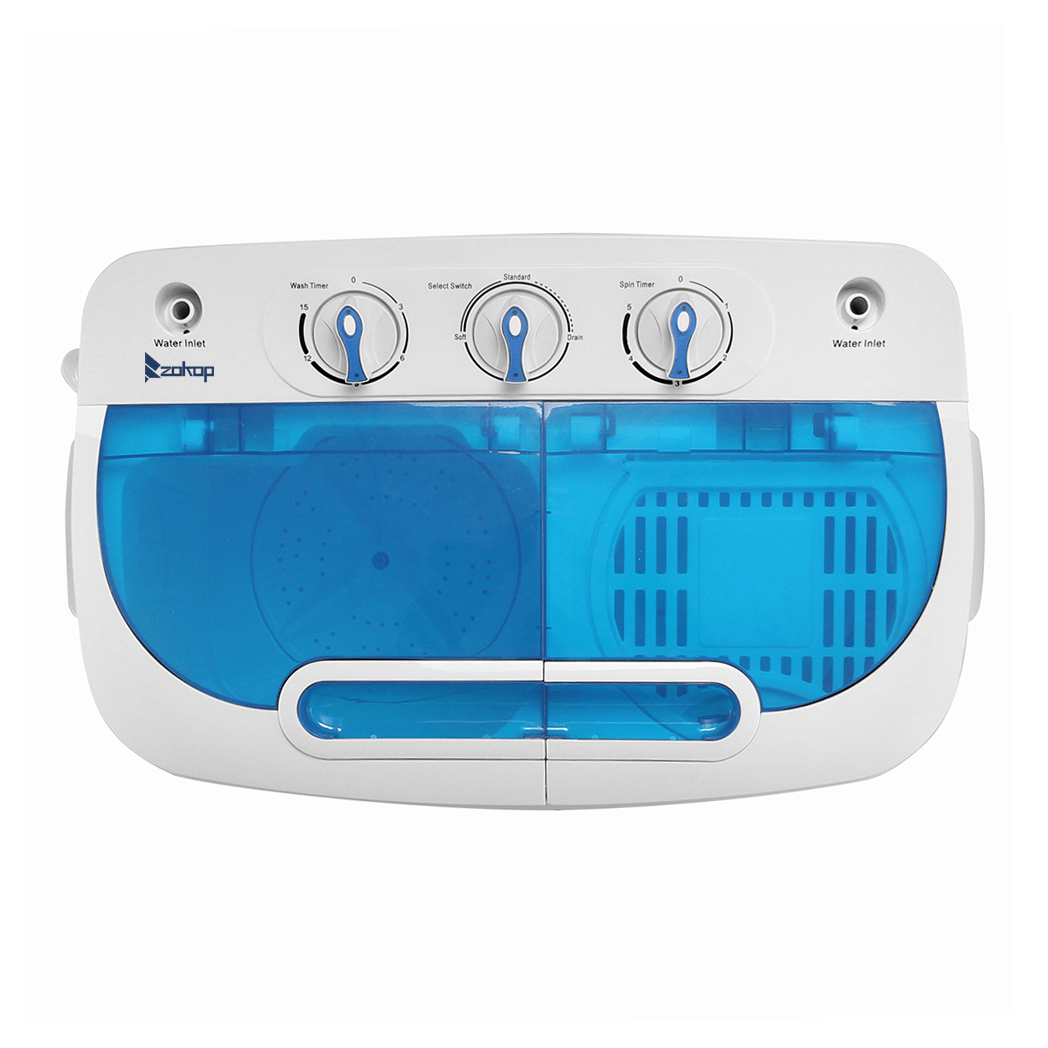 Compact Twin Tub with Built - in Drain Pump XPB46 - RS4 13Lbs Semi - automatic Twin Tube Washing Machine US Standard White & Blue - Asmota