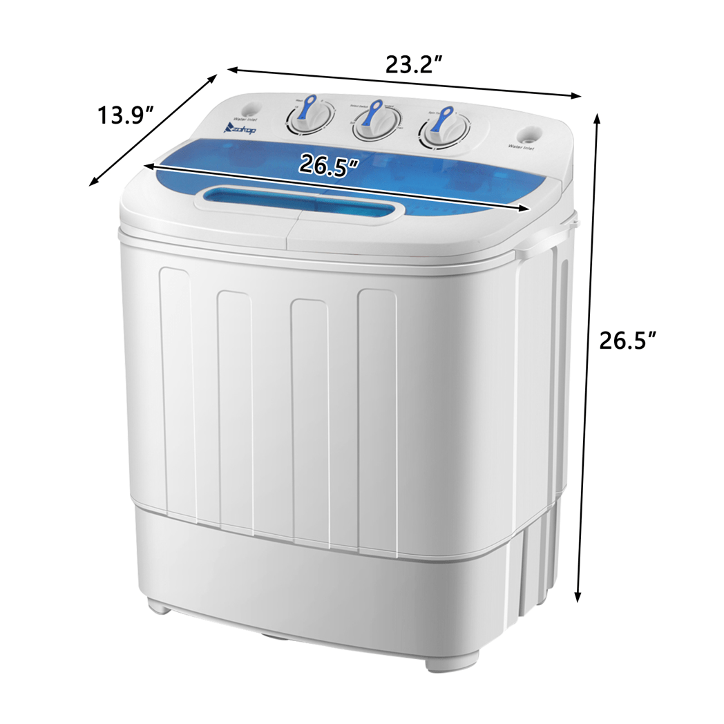 Compact Twin Tub with Built - in Drain Pump XPB46 - RS4 13Lbs Semi - automatic Twin Tube Washing Machine US Standard White & Blue - Asmota