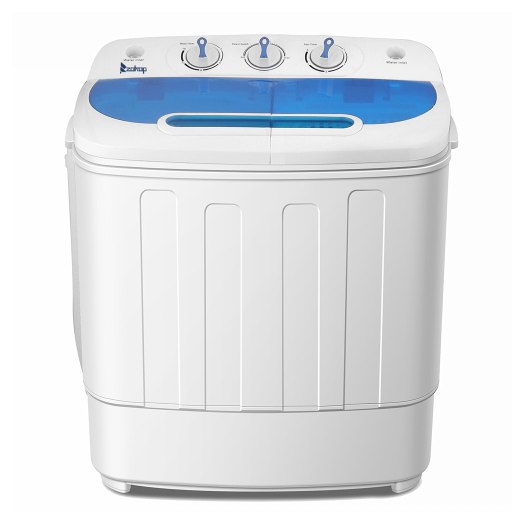 Compact Twin Tub with Built - in Drain Pump XPB46 - RS4 13Lbs Semi - automatic Twin Tube Washing Machine US Standard White & Blue - Asmota