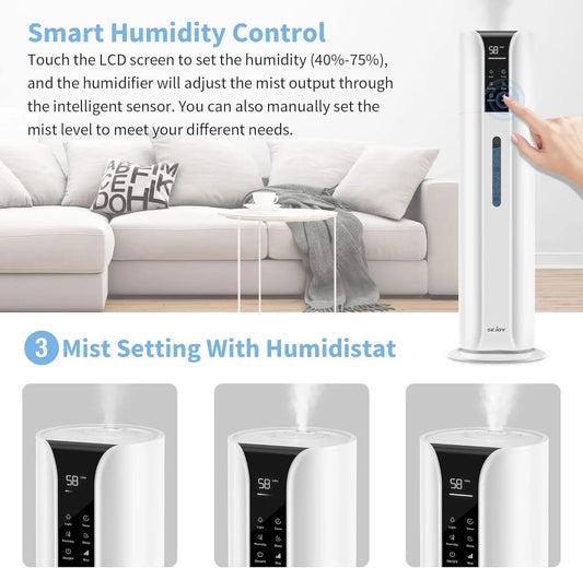 Cool Mist Humidifiers for Bedroom Large Room 9L/2.4 Gal with Essential Oil Remote Control for Home Baby Office Plants Bedroom - Asmota