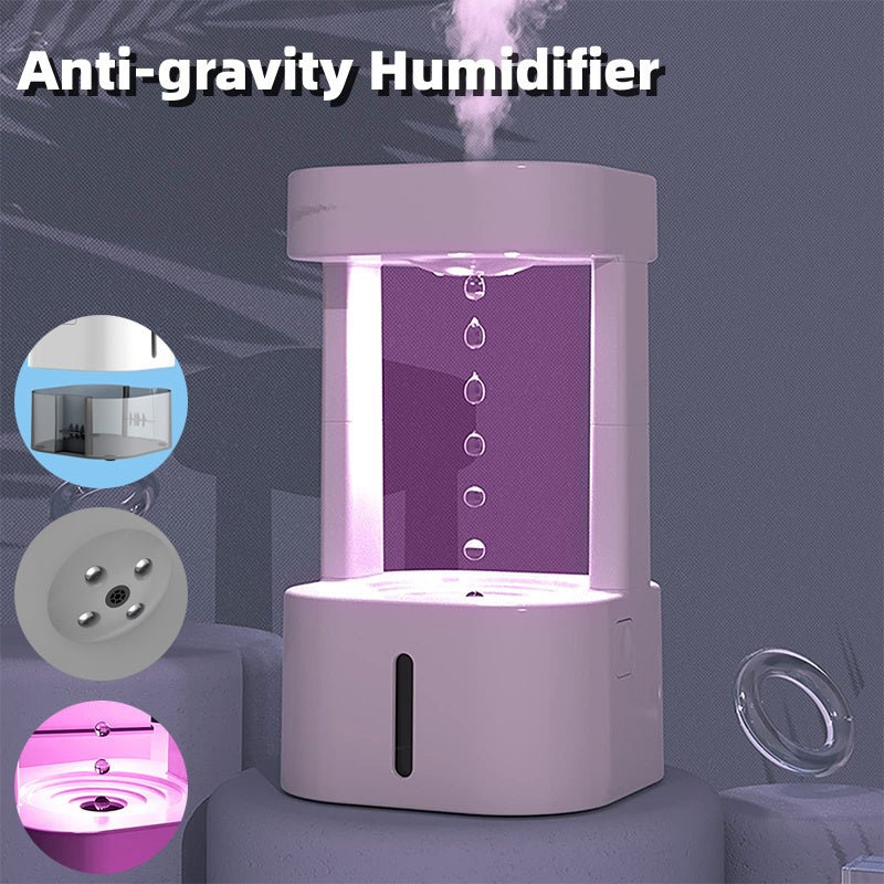 Creative Anti - gravity Water Drop Humidifier Air Conditioning Mist Spray Household Quiet Bedroom Office With 580ML Water Tank - Asmota
