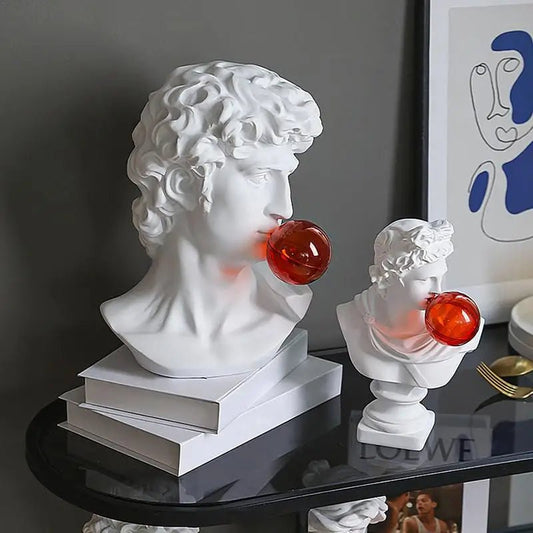 Creative David Statue Ornament Bubble Blowing David Sculpture Resin Gypsum Figurine Home Office Bookshelf Desktop Art Decoration - Asmota