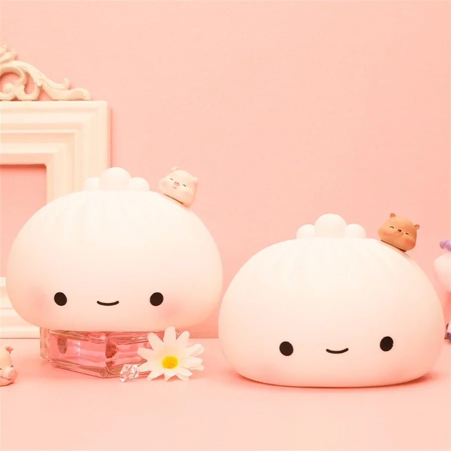 Cute LED Night Light Bun Dumpling Cartoon Bedroom Holiday Home Decoration Soft Lamp Christmas Children Gifts - Asmota